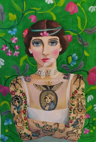 Картина под названием "princesse Béatrice" - Amena Nathan, Подлинное произведение искусства, Гуашь