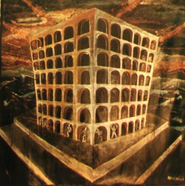 Painting titled "COLOSSEO QUADRATO" by Cristina Amicucci, Original Artwork, Acrylic