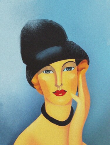 Ζωγραφική με τίτλο "ArtDeco Portrait of…" από Amira Abdallah, Αυθεντικά έργα τέχνης, Εικόνα που δημιουργήθηκε με AI