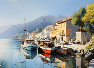 Pittura intitolato "Coastal hideaway (…" da Amirata Winter, Opera d'arte originale, Acrilico