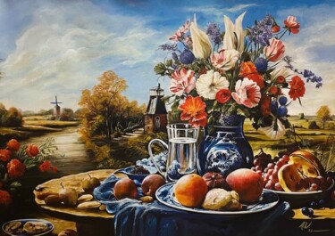 Malarstwo zatytułowany „Kinderdijk” autorstwa Amirata Winter, Oryginalna praca, Akryl