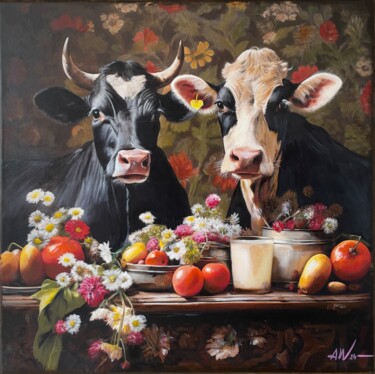 Painting titled "Matilde & Bruno" by Amirata Winter, Original Artwork, Acrylic Mounted on Wood Stretcher frame