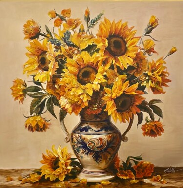 Pintura titulada "Girasoli di Deruta" por Amirata Winter, Obra de arte original, Acrílico Montado en Bastidor de camilla de…