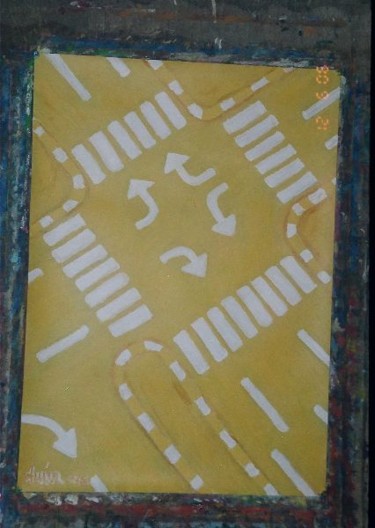 Painting titled "Yellow Traffic" by Amir Wahib, Original Artwork, Oil