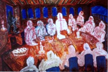 Painting titled "The Last Supper" by Amir Wahib, Original Artwork, Oil