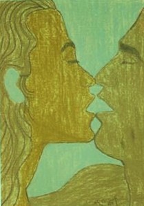 Painting titled "The Kiss" by Amir Wahib, Original Artwork, Oil