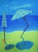 Painting titled "Jobless Umbrella" by Amir Wahib, Original Artwork, Oil