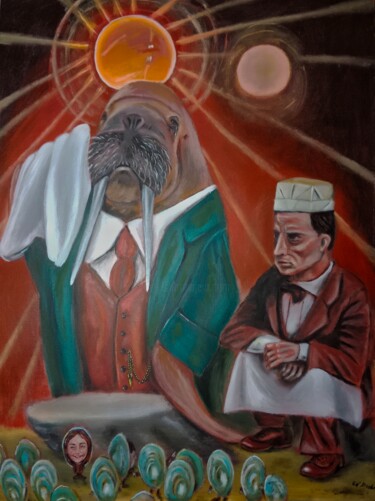 Картина под названием "The Walrus and the…" - Amos Monks, Подлинное произведение искусства, Масло