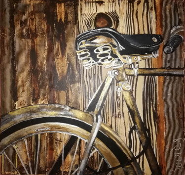 Painting titled "Bicicleta antigua f…" by Amparo Borras Casbas, Original Artwork, Acrylic