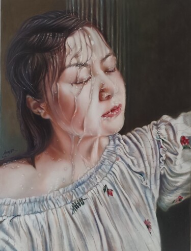 Painting titled "Summer" by Amy Jiang, Original Artwork, Oil Mounted on Wood Stretcher frame