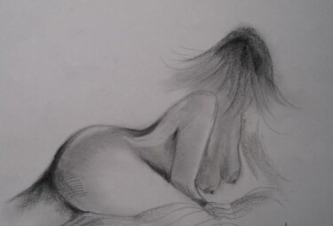 Dessin intitulée "la dame allongée" par An Vuvan, Œuvre d'art originale, Autre