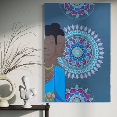 Painting titled "Mandala Quântica "E…" by Ana Catarina De Sá, Original Artwork, Acrylic