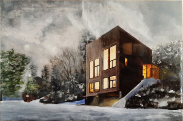 Pittura intitolato "House in Molde Norw…" da Ana Del Castillo Ibarrola, Opera d'arte originale, Acrilico