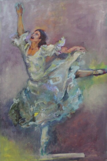 Malarstwo zatytułowany „Bailarina I” autorstwa Ana Maria Fernandes (A.fe), Oryginalna praca, Olej Zamontowany na Drewniana r…