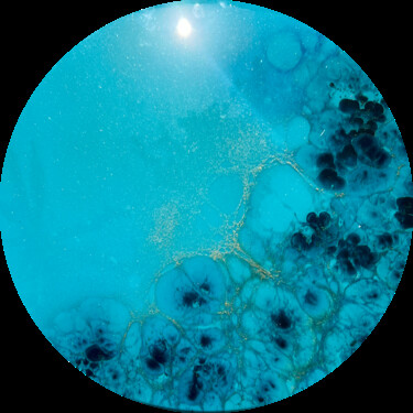 Картина под названием "Round ocean #67" - Ana Hefco, Подлинное произведение искусства, Акрил Установлен на Деревянная панель