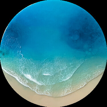 Malerei mit dem Titel "Round ocean #70" von Ana Hefco, Original-Kunstwerk, Acryl Auf Holzplatte montiert