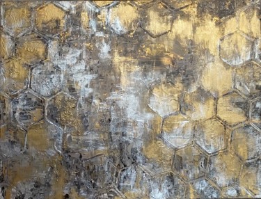 Peinture intitulée "Golden hexagonia" par Ana Maksimova, Œuvre d'art originale, Acrylique