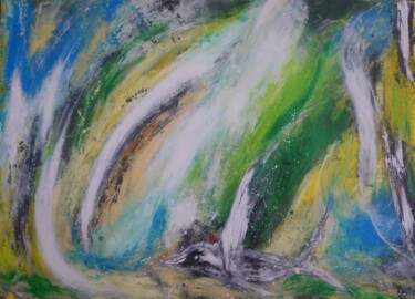Painting titled "tropical forest fly…" by Ana Maria Guta, Original Artwork, Acrylic