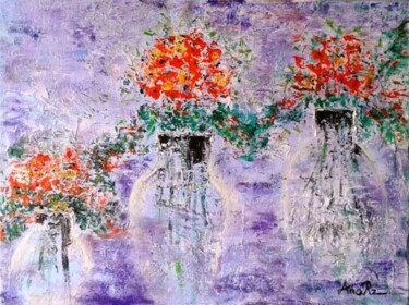 Malerei mit dem Titel "Trois vases pour me…" von Ana Maria Rodriguez (AnaRz), Original-Kunstwerk, Öl