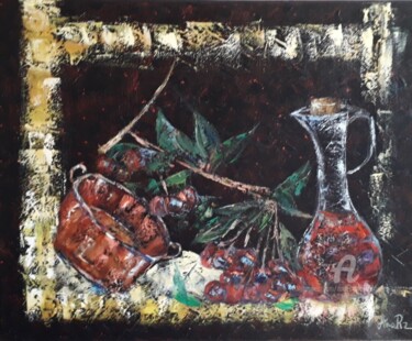 Schilderij getiteld "Liqueur de cerises" door Ana Maria Rodriguez (AnaRz), Origineel Kunstwerk, Olie
