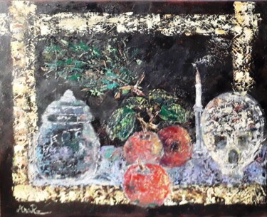 Painting titled "Vanité" by Ana Maria Rodriguez (AnaRz), Original Artwork, Oil