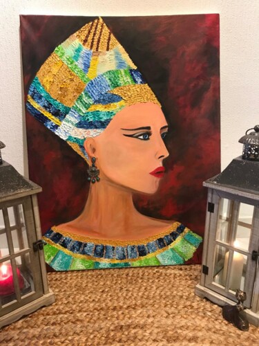 Painting titled "Deusas" by Ana Walciria De Andrade, Original Artwork, Oil Mounted on Wood Stretcher frame