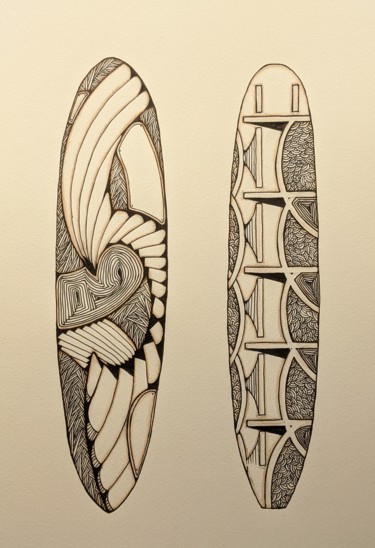 Σχέδιο με τίτλο "Sea surf" από Ana Colombo, Αυθεντικά έργα τέχνης, Μελάνι