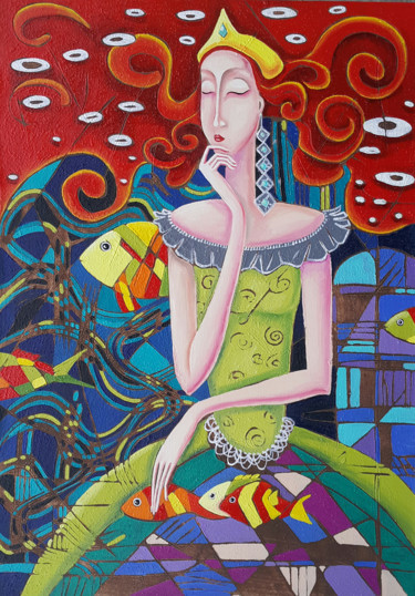 Ζωγραφική με τίτλο "The queen of the se…" από Anahit Mirijanyan, Αυθεντικά έργα τέχνης, Λάδι Τοποθετήθηκε στο Ξύλινο φορείο…