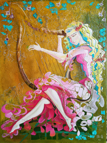Painting titled "Soul Melody (60x80c…" by Anahit Mirijanyan, Original Artwork, Oil Mounted on Wood Stretcher frame