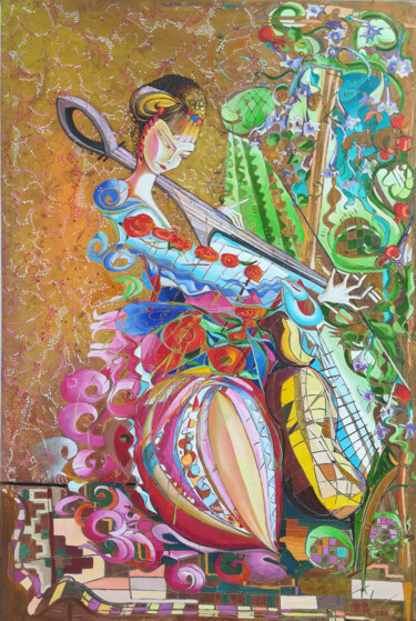 Pintura intitulada "Soul music (60x90cm…" por Anahit Mirijanyan, Obras de arte originais, Óleo Montado em Armação em madeira