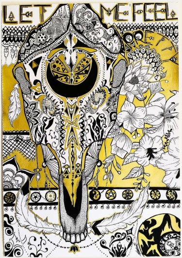 Dibujo titulada "Horse skull "Let Me…" por Anaïs Lr, Obra de arte original, Rotulador