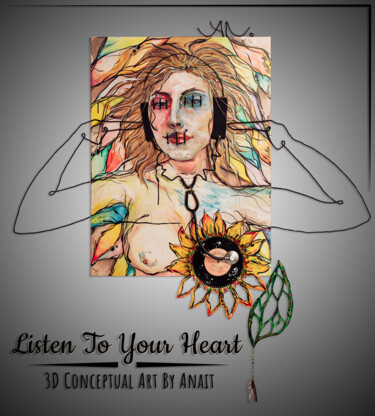 Pintura titulada "Listen To Your Hear…" por Anastasia Anait, Obra de arte original, Acrílico