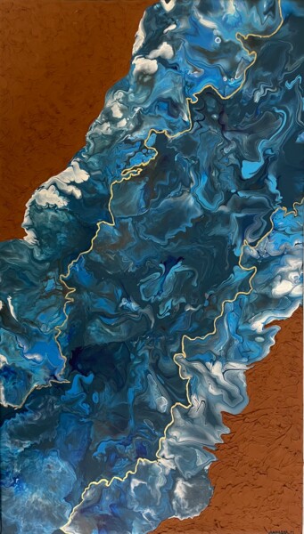 제목이 "Deep océan"인 미술작품 Analesia.M로, 원작, 아크릴 나무 들것 프레임에 장착됨