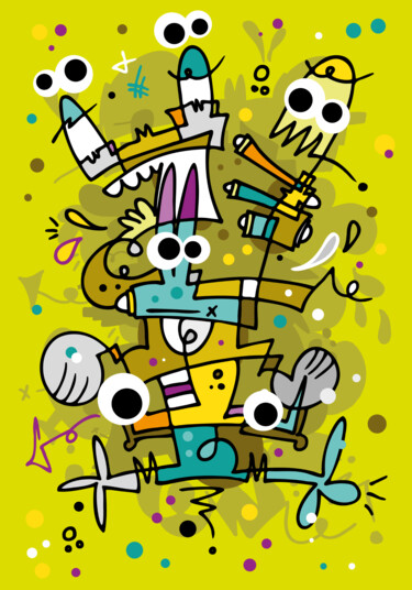 Painting titled "Crazy Carnival #3 -…" by Koen Haarbosch, Original Artwork, Spray paint