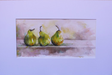 Painting titled "PERAS 1" by Ana María Gonzalez Jimenez, Original Artwork, Watercolor