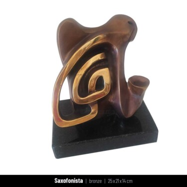 Скульптура под названием "Saxofonista" - Anamaria Vieira, Подлинное произведение искусства, Бронза