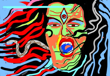 Digital Arts titled "shiva-swallowing-ha…" by Anandswaroop Manchiraju, Original Artwork, Digital Painting