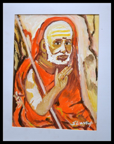 Malerei mit dem Titel "INDIAN SAINT-1" von Anandswaroop Manchiraju, Original-Kunstwerk, Acryl