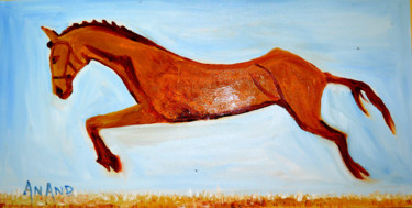 Pittura intitolato "MY FAVORITE HORSE,O…" da Anandswaroop Manchiraju, Opera d'arte originale, Olio