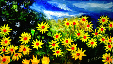 Malarstwo zatytułowany „VALLEY OF FLOWERS-5” autorstwa Anandswaroop Manchiraju, Oryginalna praca, Olej