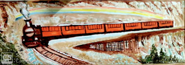Pittura intitolato "THE TRAIN" da Anandswaroop Manchiraju, Opera d'arte originale, Olio