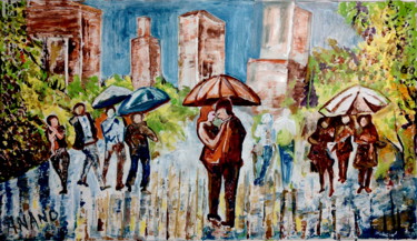 Painting titled "LOVE IN NEW YORK" by Anandswaroop Manchiraju, Original Artwork, Acrylic