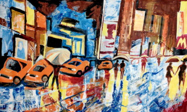 Malerei mit dem Titel "A BEAUTIFUL STREET…" von Anandswaroop Manchiraju, Original-Kunstwerk, Acryl