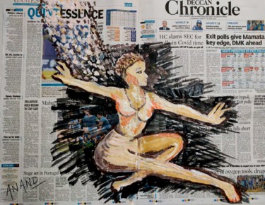 Schilderij getiteld "BALLET-2" door Anandswaroop Manchiraju, Origineel Kunstwerk, Acryl