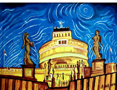 Painting titled "Castel Sant'Angelo" by Anandswaroop Manchiraju, Original Artwork, Acrylic