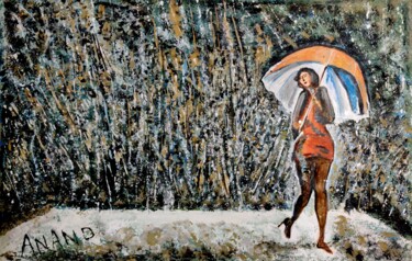 Peinture intitulée "GRACEFUL RAIN" par Anandswaroop Manchiraju, Œuvre d'art originale, Acrylique