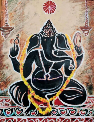 Pintura intitulada "GANESHA-6" por Anandswaroop Manchiraju, Obras de arte originais, Tinta
