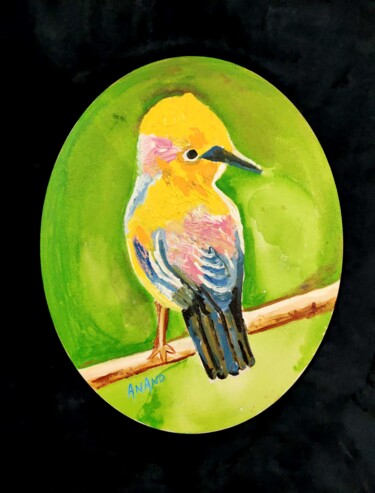 Pintura titulada "BIRD ON A BRANCH" por Anandswaroop Manchiraju, Obra de arte original, Acrílico