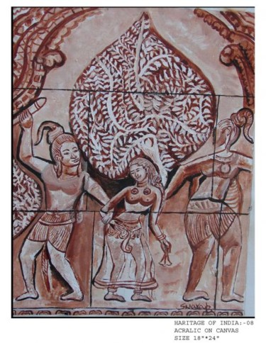 Schilderij getiteld "Apasara tellotama b…" door Anandswaroop Manchiraju, Origineel Kunstwerk, Acryl