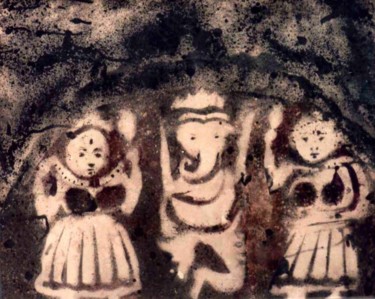 Картина под названием "Ganesha along budhi…" - Anandswaroop Manchiraju, Подлинное произведение искусства, Другой